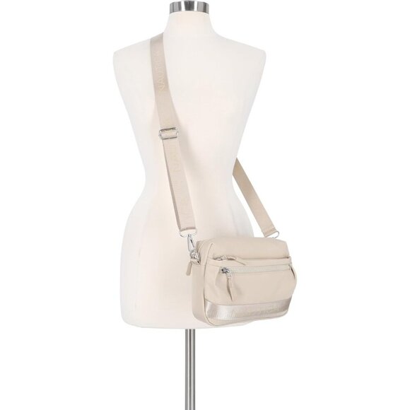 Women's Cream Nylon Bean Crossbody Belt Bag Adjustable Shoulder Strap Zipper - Picture 5 of 5